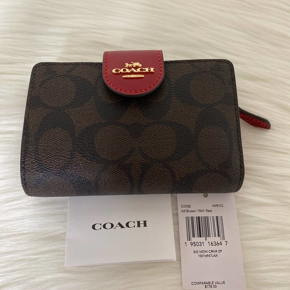NWT💃Coach Corner Zip Wallet Signature Canvas - Picture 7 of 7